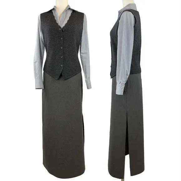 - STL Urban vintage gray side slit column maxi skirt - Size 6
