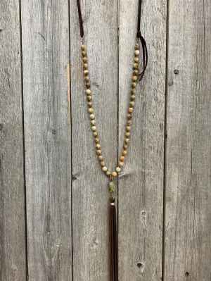 13841 Picture Jasper, Turq, & Lthr Tassel