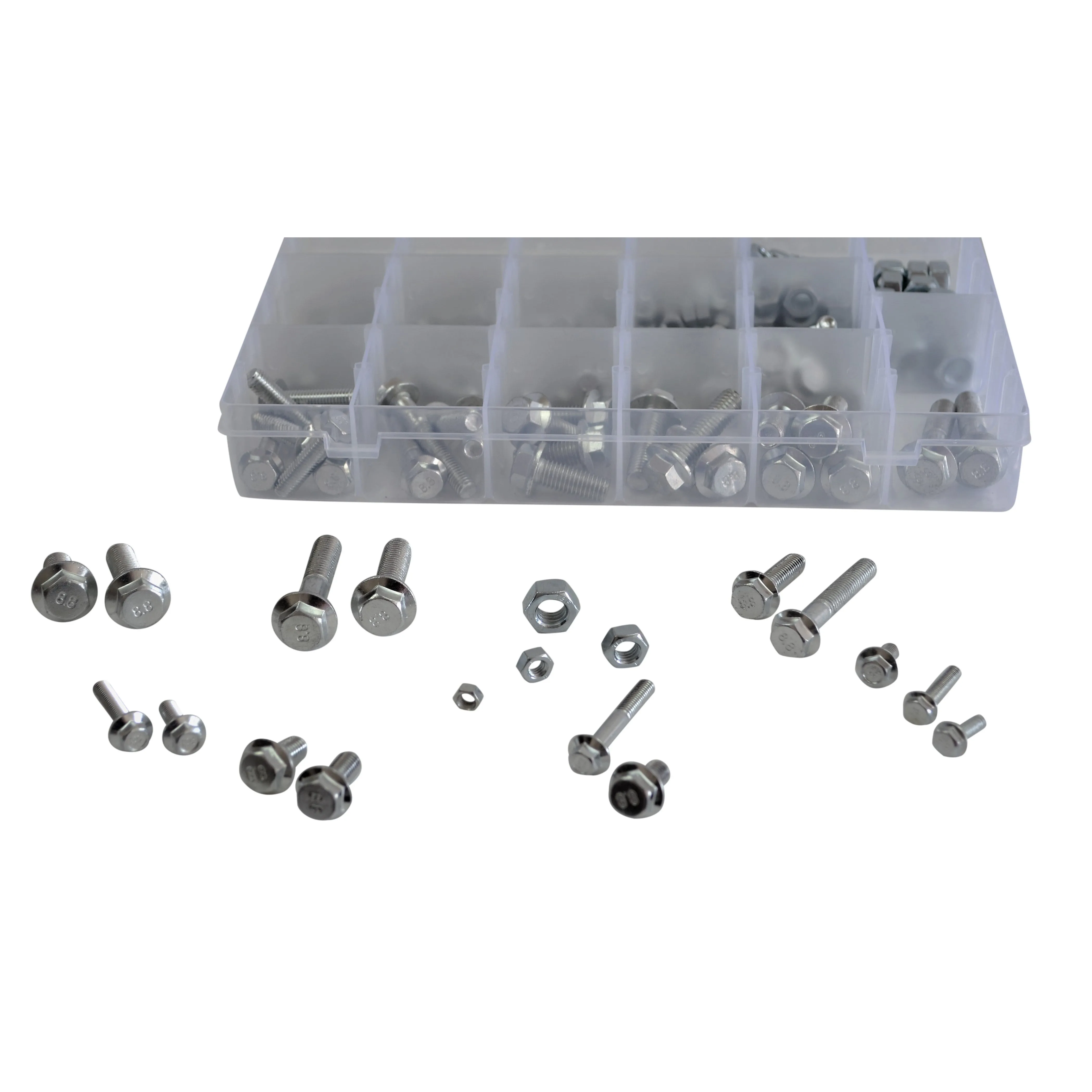 202pc High Tensile Metric Flange Head Bolt and Nut Grab Kit