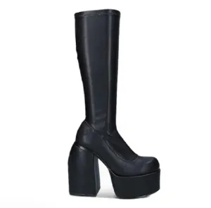 35-43 plus Size Black High-Heel Boots over-the-Knee Stretch Boots Motorcycle Boots Ankle Boots Middle Boots