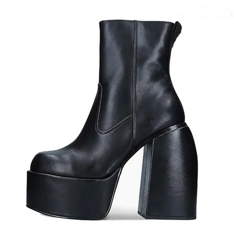 35-43 plus Size Black High-Heel Boots over-the-Knee Stretch Boots Motorcycle Boots Ankle Boots Middle Boots