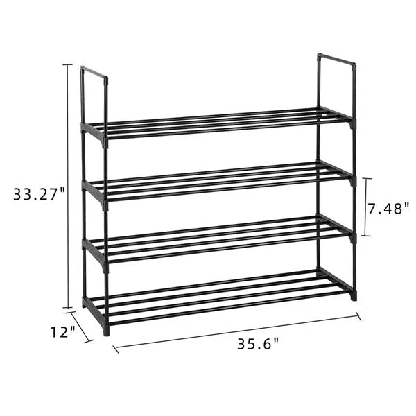 4-Tier Shoe Rack Organizer - Black