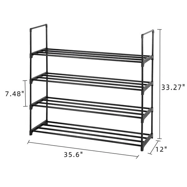 4-Tier Shoe Rack Organizer - Black