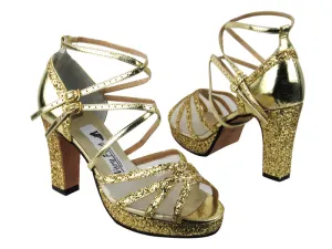 5008MPlatform Gold Sparkle_Gold Leather_White Mesh