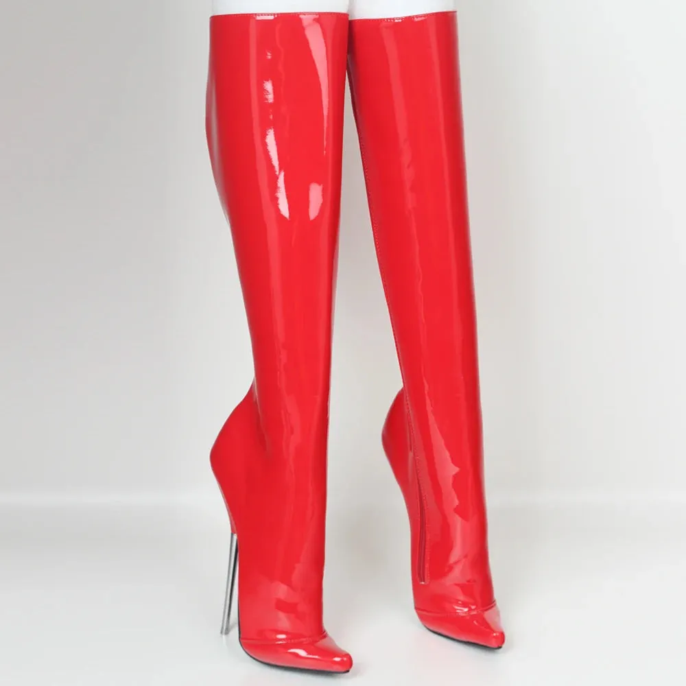 7" Super High Heel Pointed toe Side Zip Sexy Ballet Style Knee-High Boots