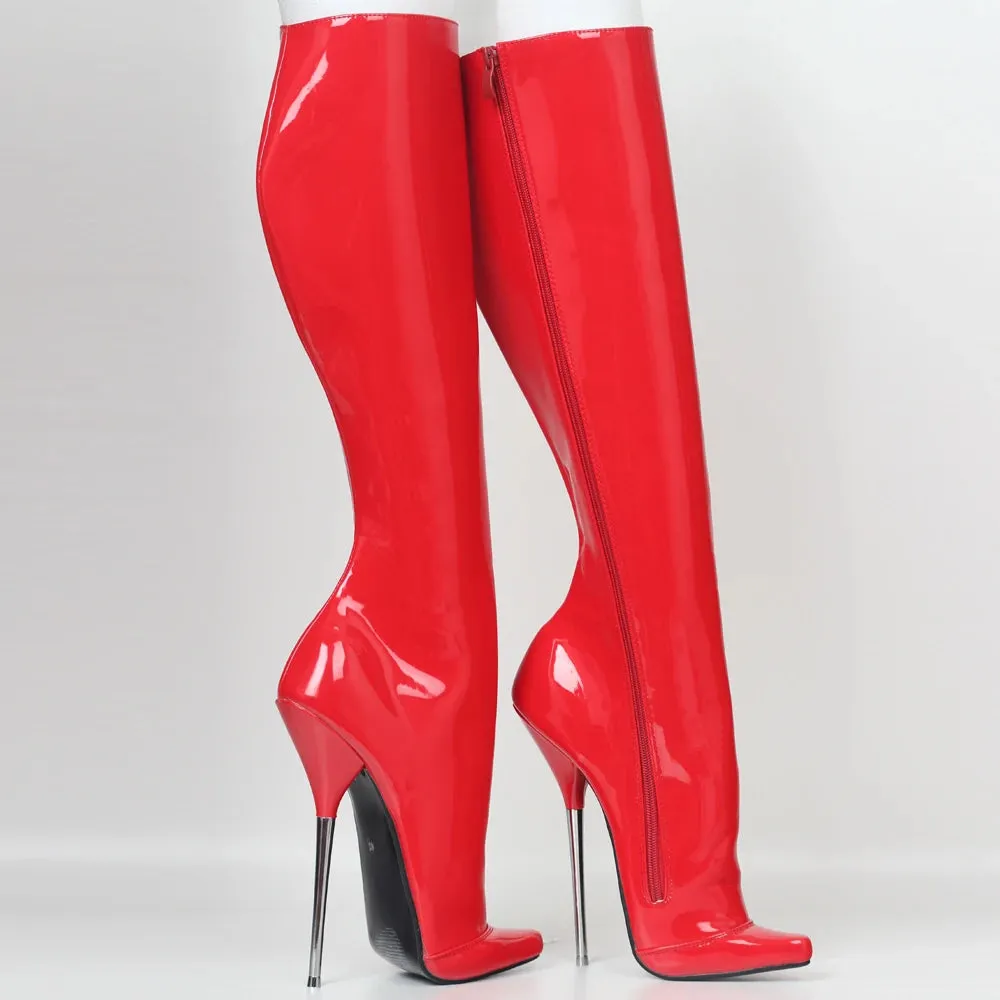 7" Super High Heel Pointed toe Side Zip Sexy Ballet Style Knee-High Boots