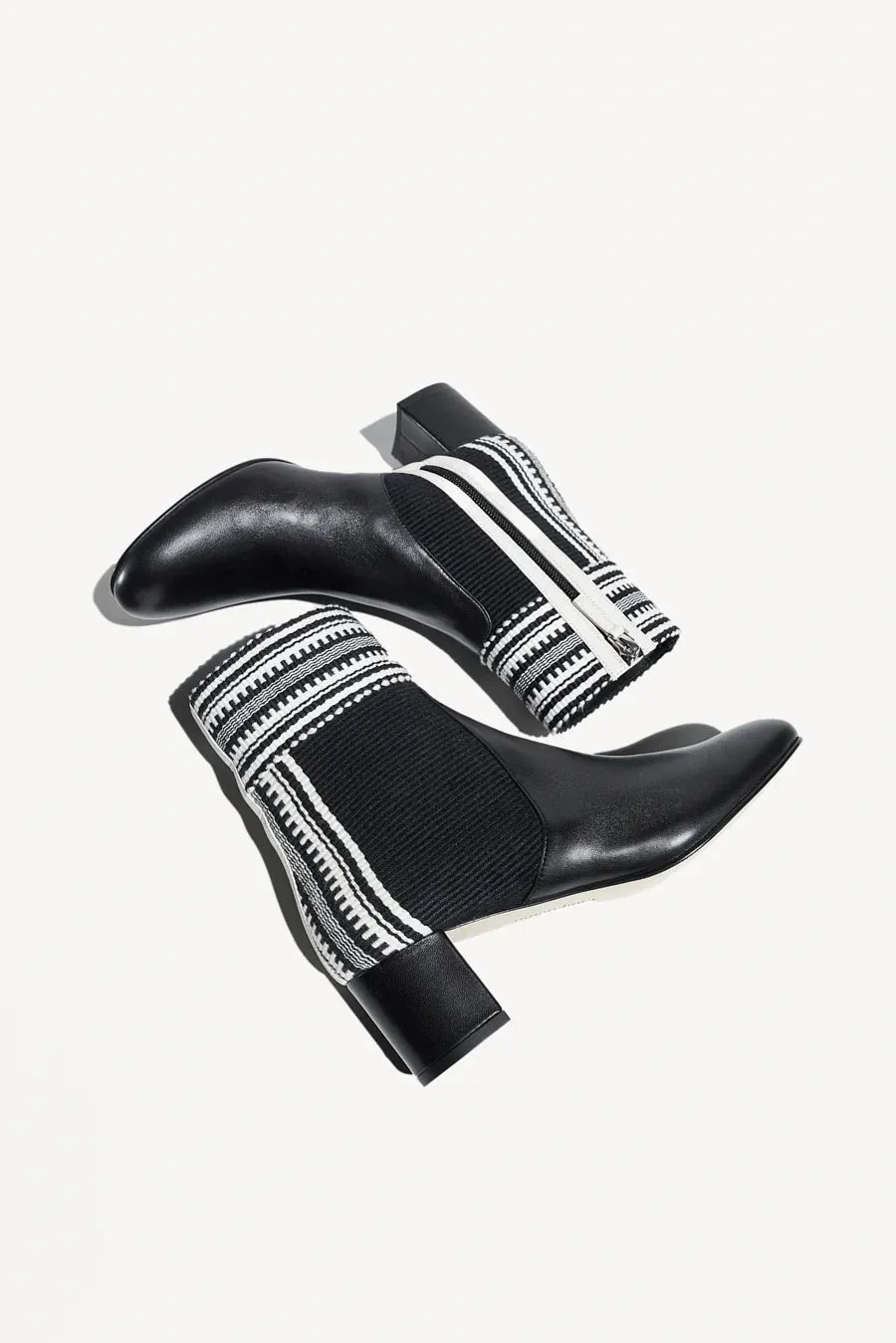 Amambaih Lola Ankle Boot in Black and Ivory