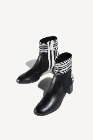 Amambaih Lola Ankle Boot in Black and Ivory