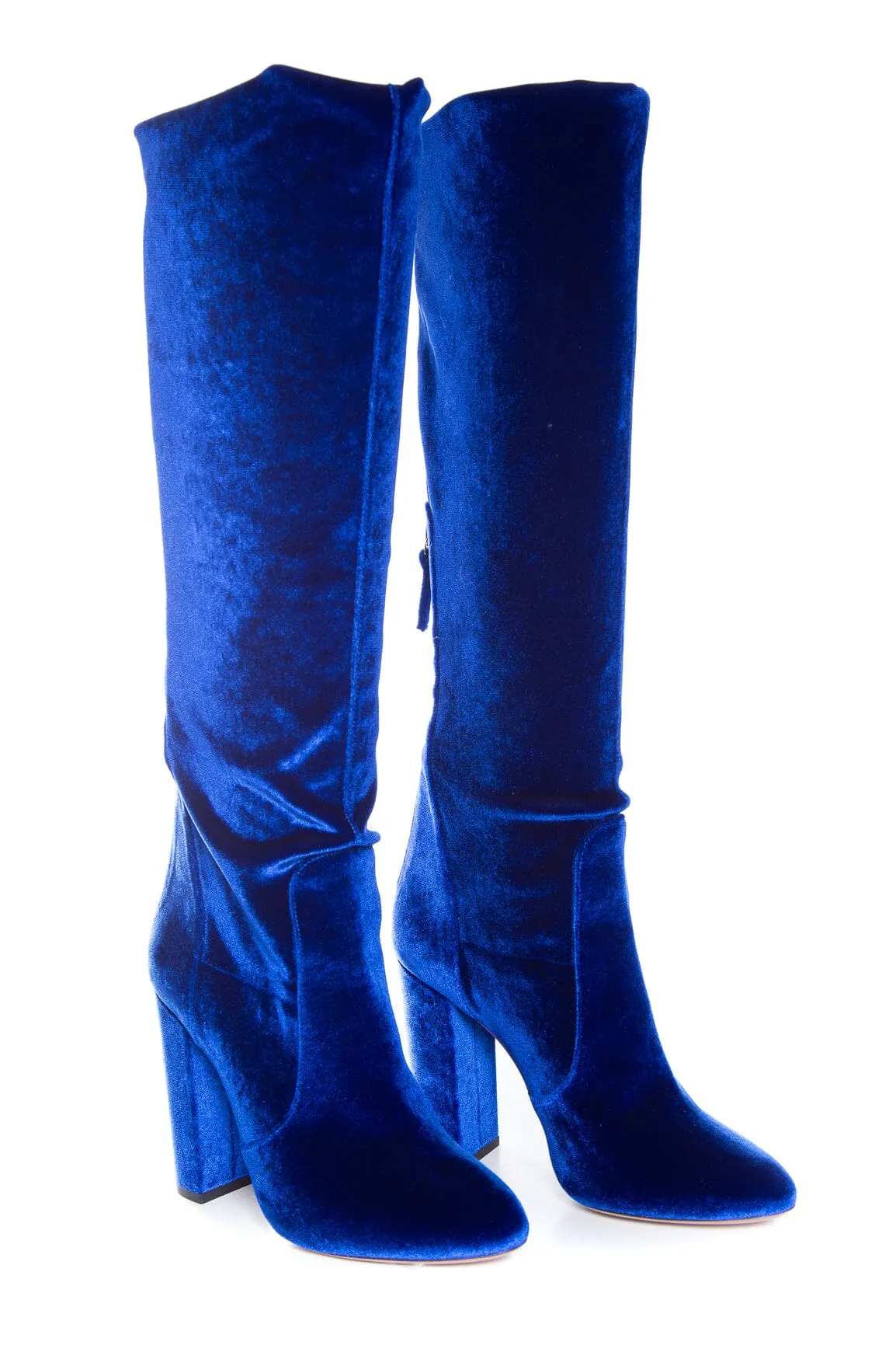Aquazzura Royal Blue Velvet Knee High Boots SZ 39