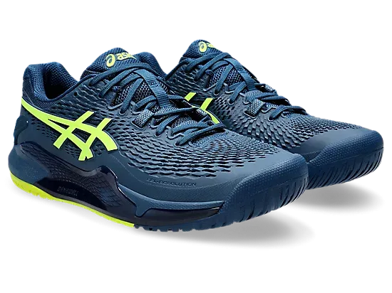 ASICS GEL RESOLUTION 9 MAKO BLUE/SAFETY YELLOW MEN'S TENNIS SHOE