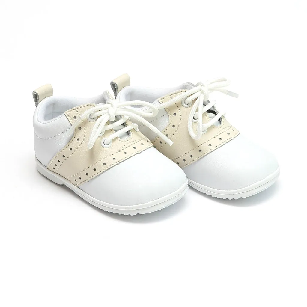 Austin White / Beige Oxford Crib Shoes