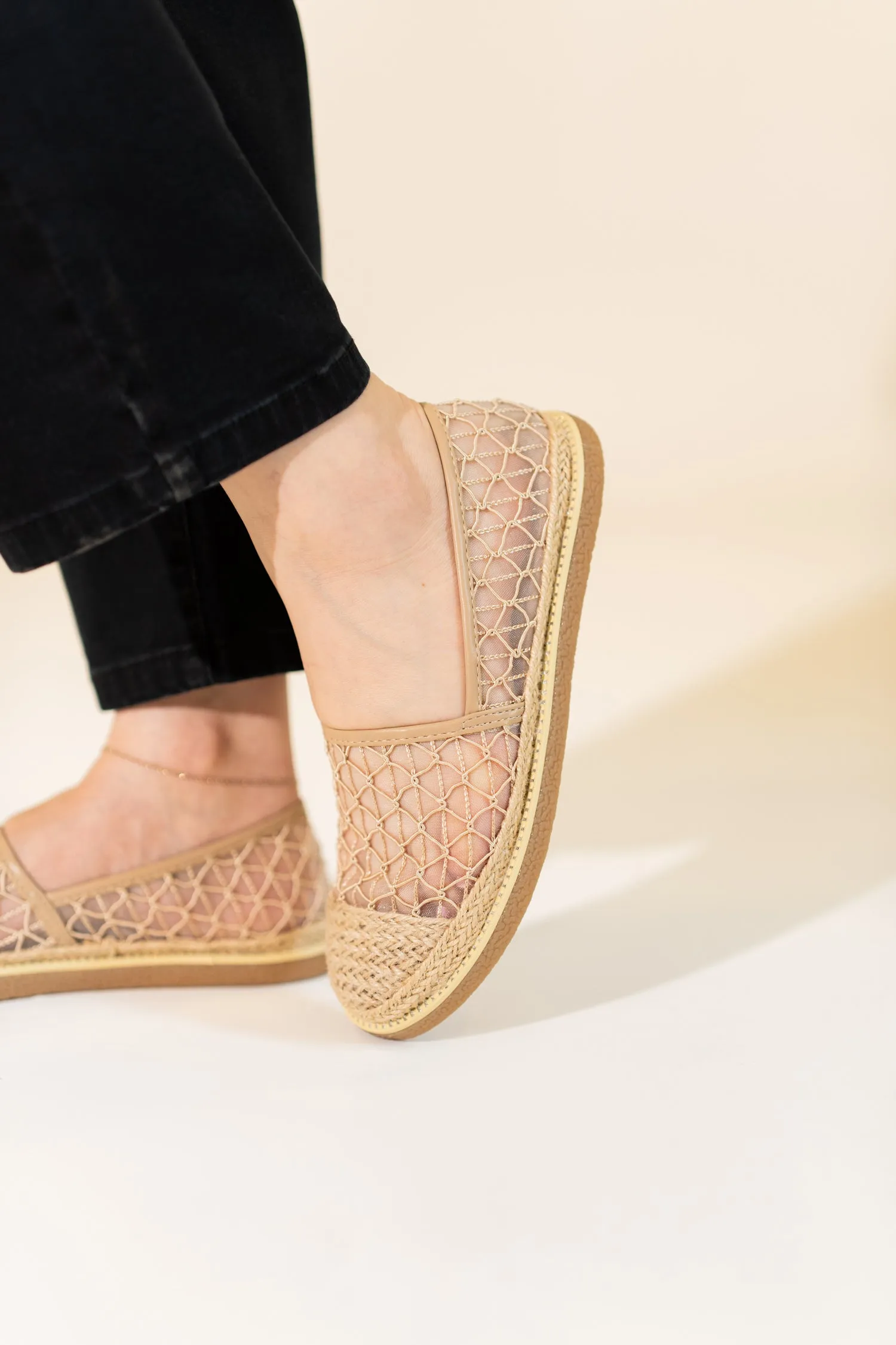 Beige Mesh ESPADRILLES LOAFERS
