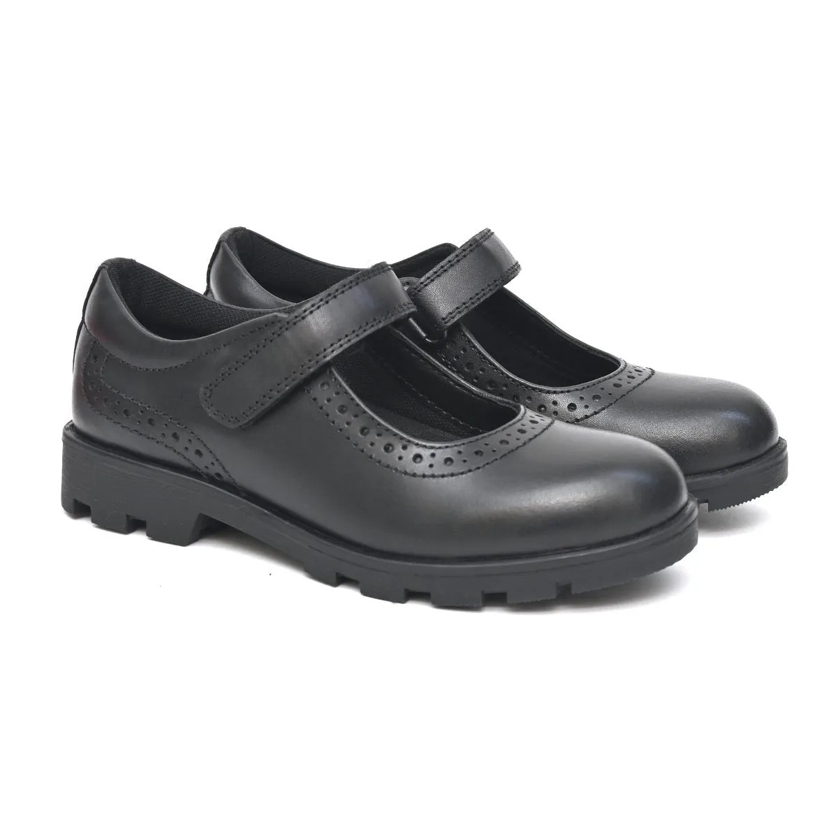 BELLA Genuine Leather Black Dual Size technology School Shoes