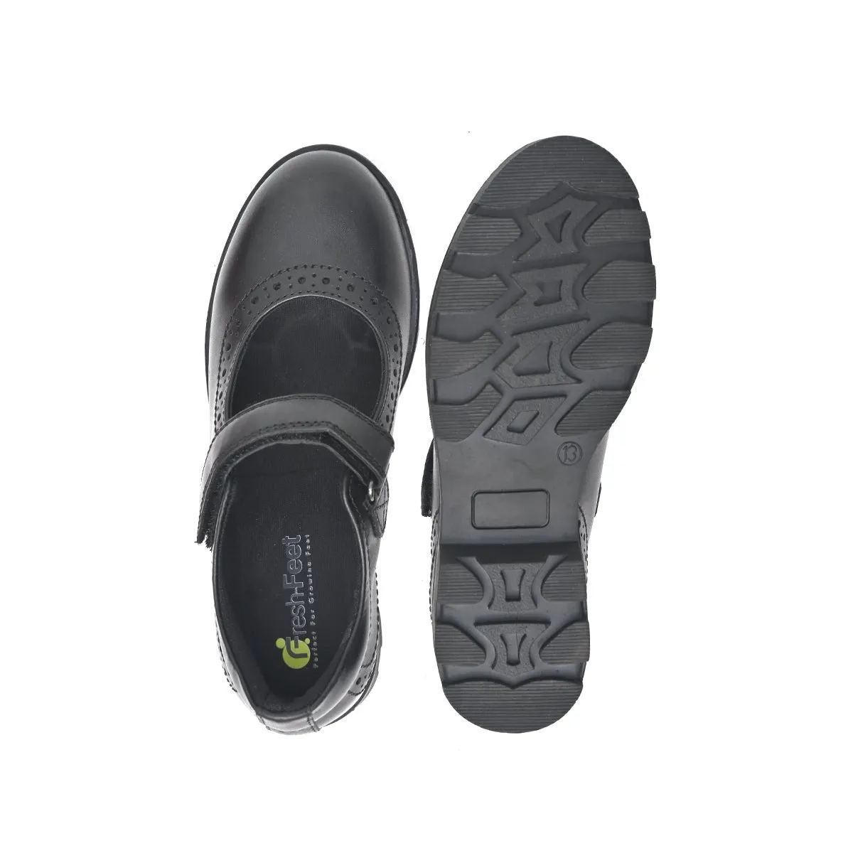 BELLA Genuine Leather Black Dual Size technology School Shoes