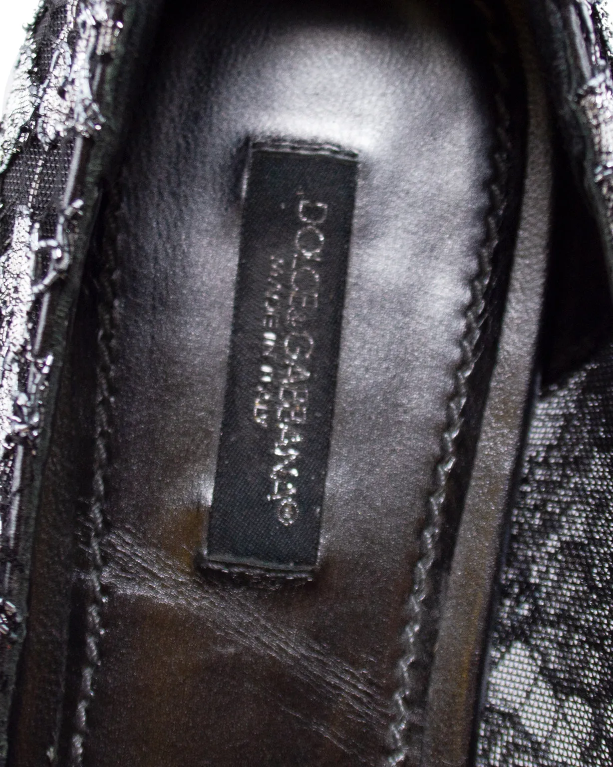 Black and Silver Vally Embellished Lace Ballet Flats