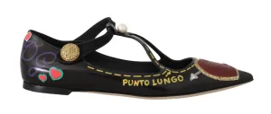 Black Leather Heart Flats Loafers Shoes
