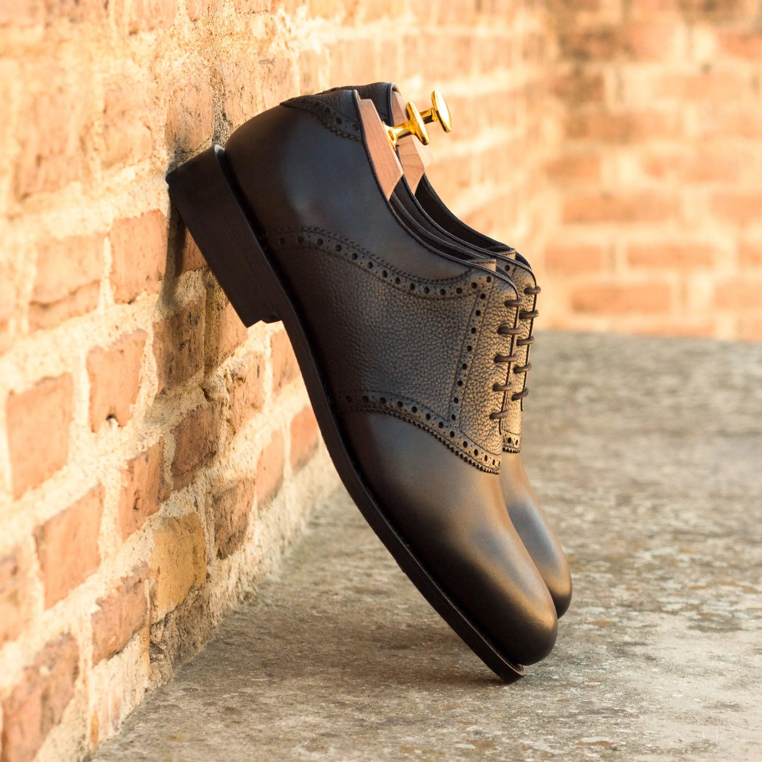 Black Leather Saddle Shoes