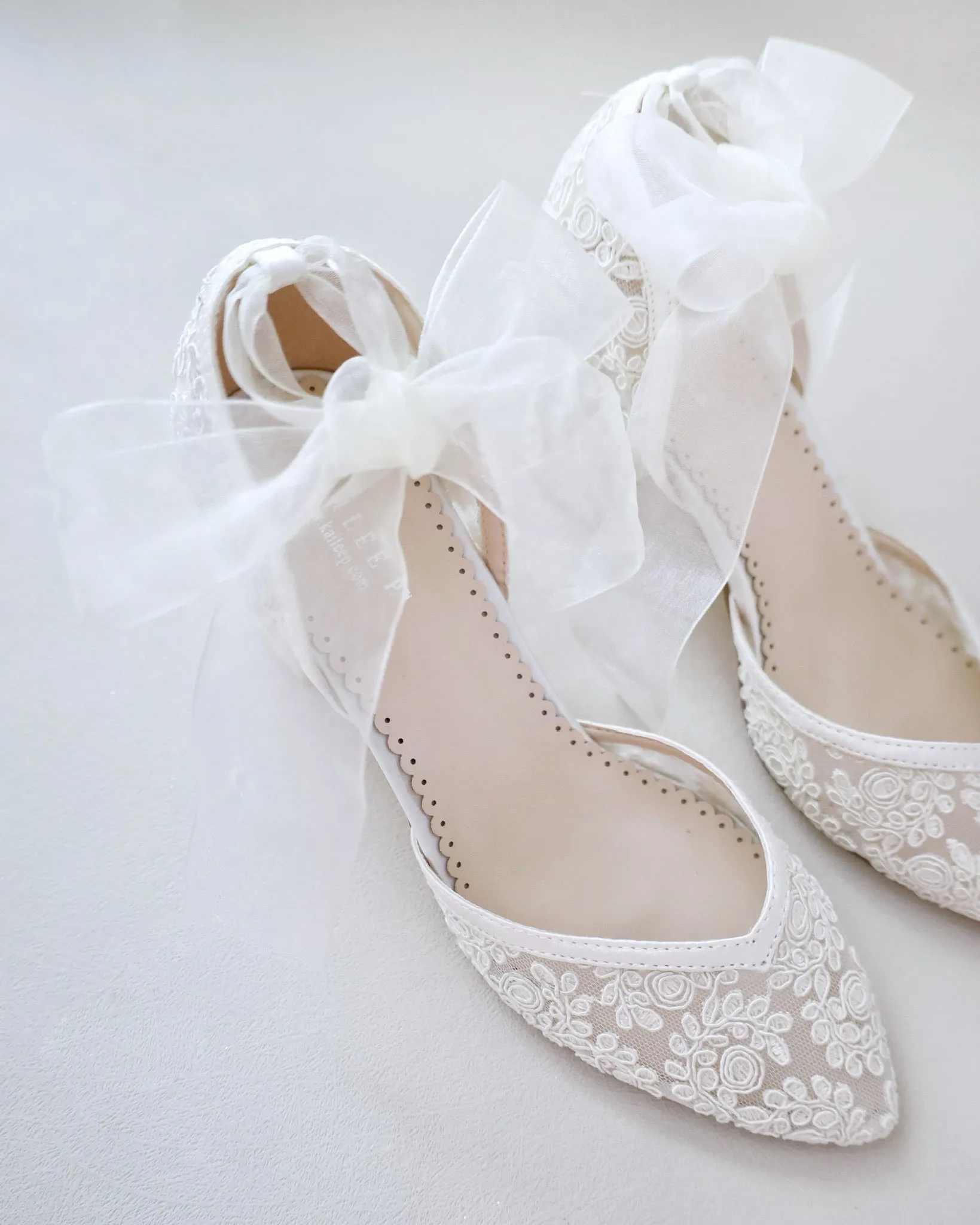 Block Heel Lace Ankle Wrap Bridal Shoes