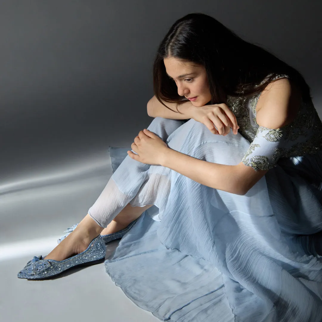 Blue Embellished Bow Ballerina