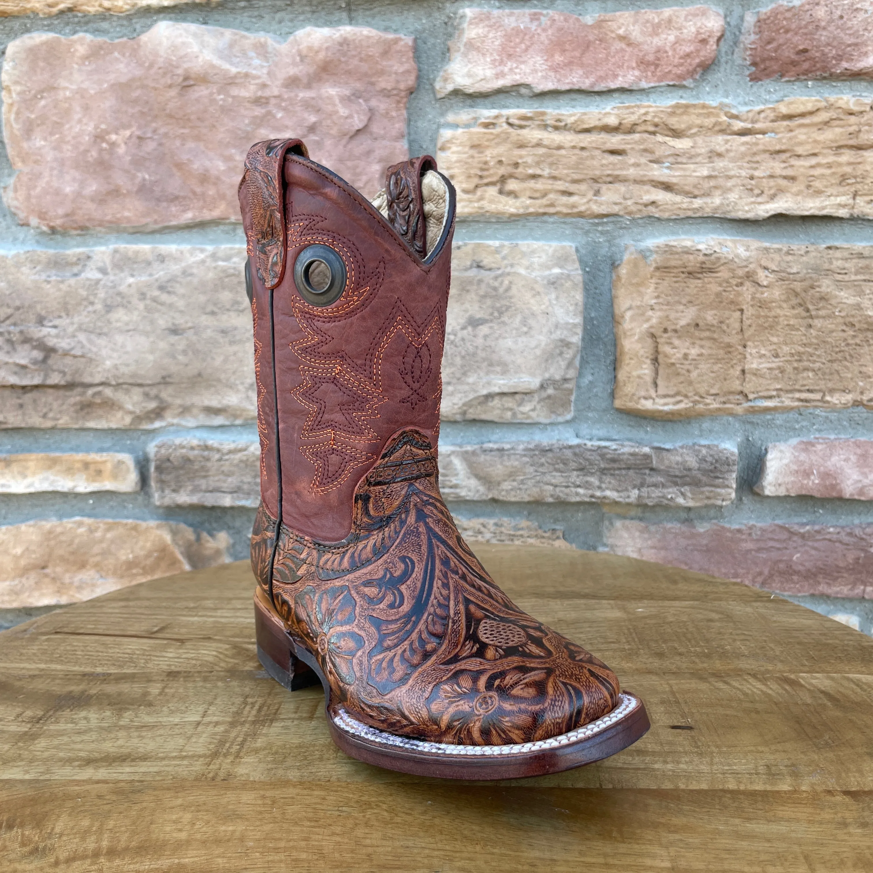 Boy’s Cogñac Floral Print Boots
