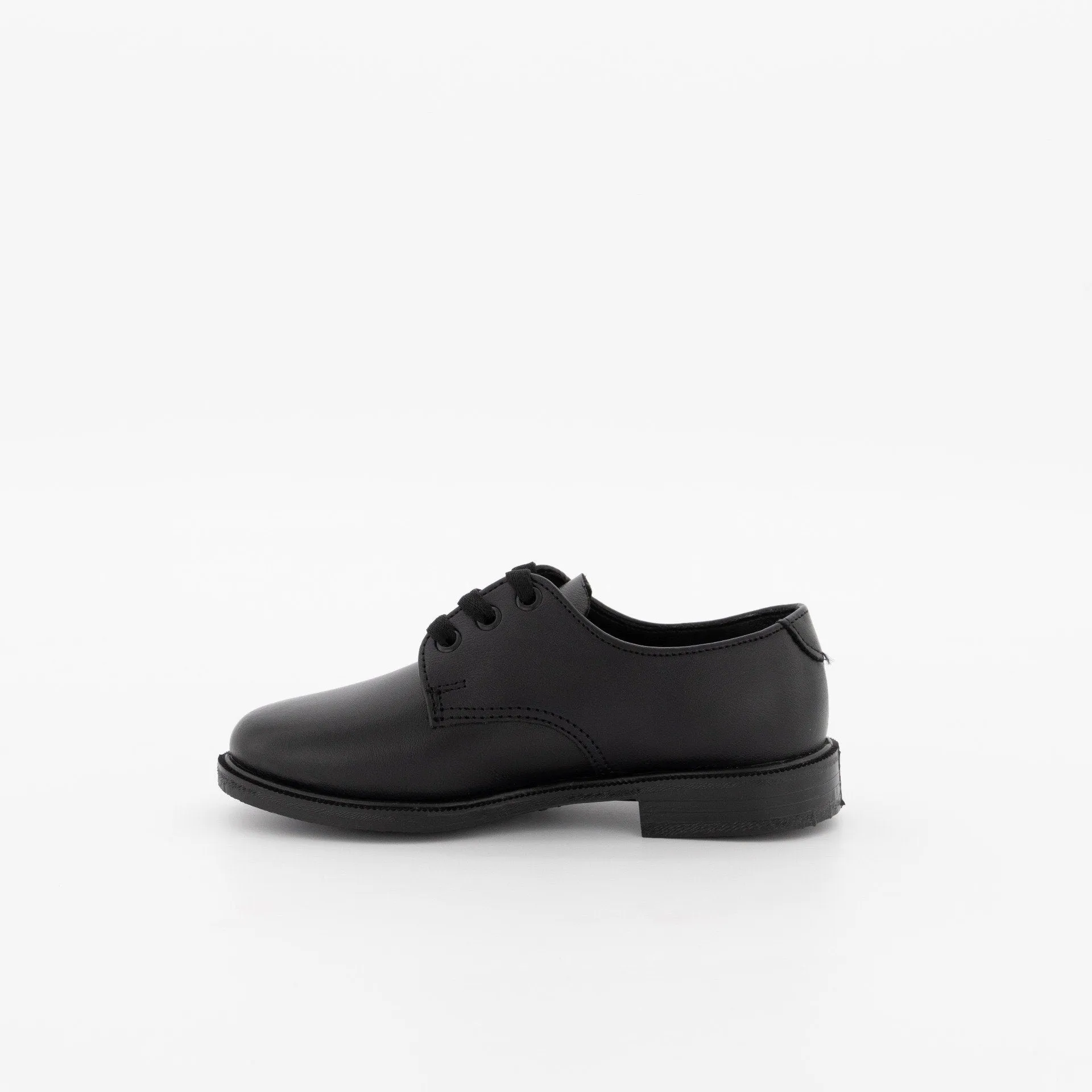Boys (E B) Plain Lace-Up Injection Leather School Shoe - Black