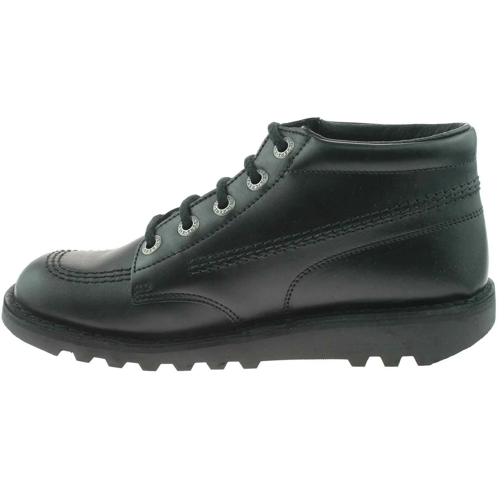 Boys Girls Kids Kickers Kick Hi Black Leather Lace School Shoes Boots KF0000409