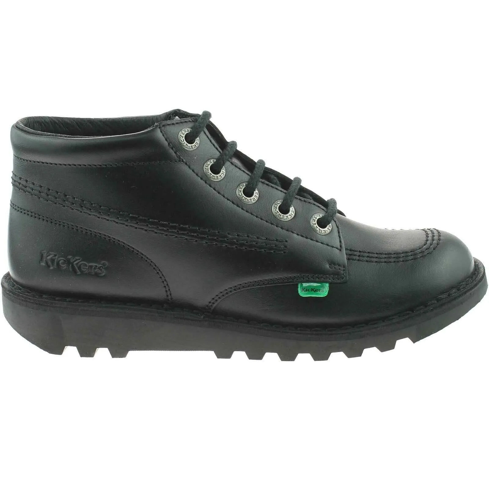 Boys Girls Kids Kickers Kick Hi Black Leather Lace School Shoes Boots KF0000409