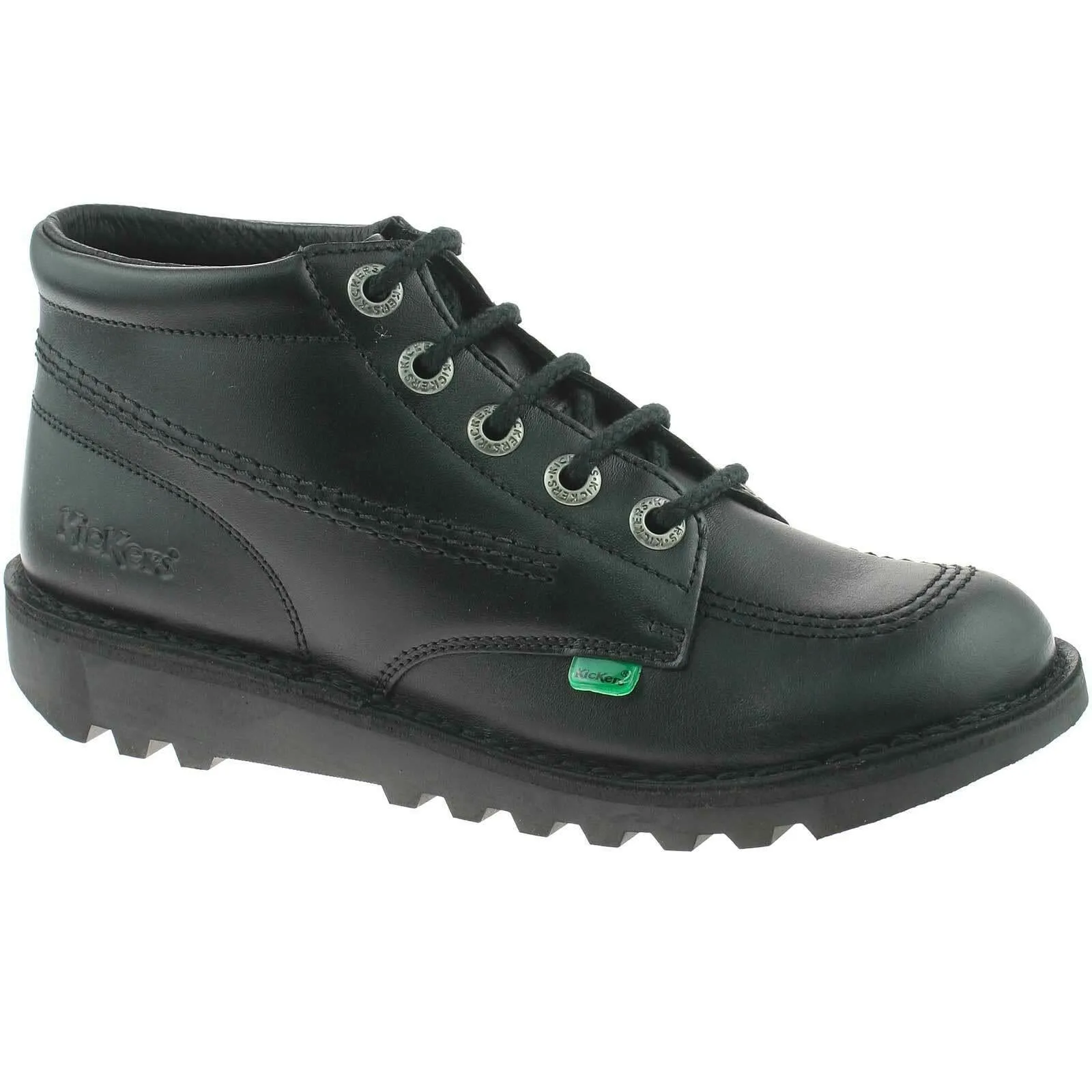 Boys Girls Kids Kickers Kick Hi Black Leather Lace School Shoes Boots KF0000409