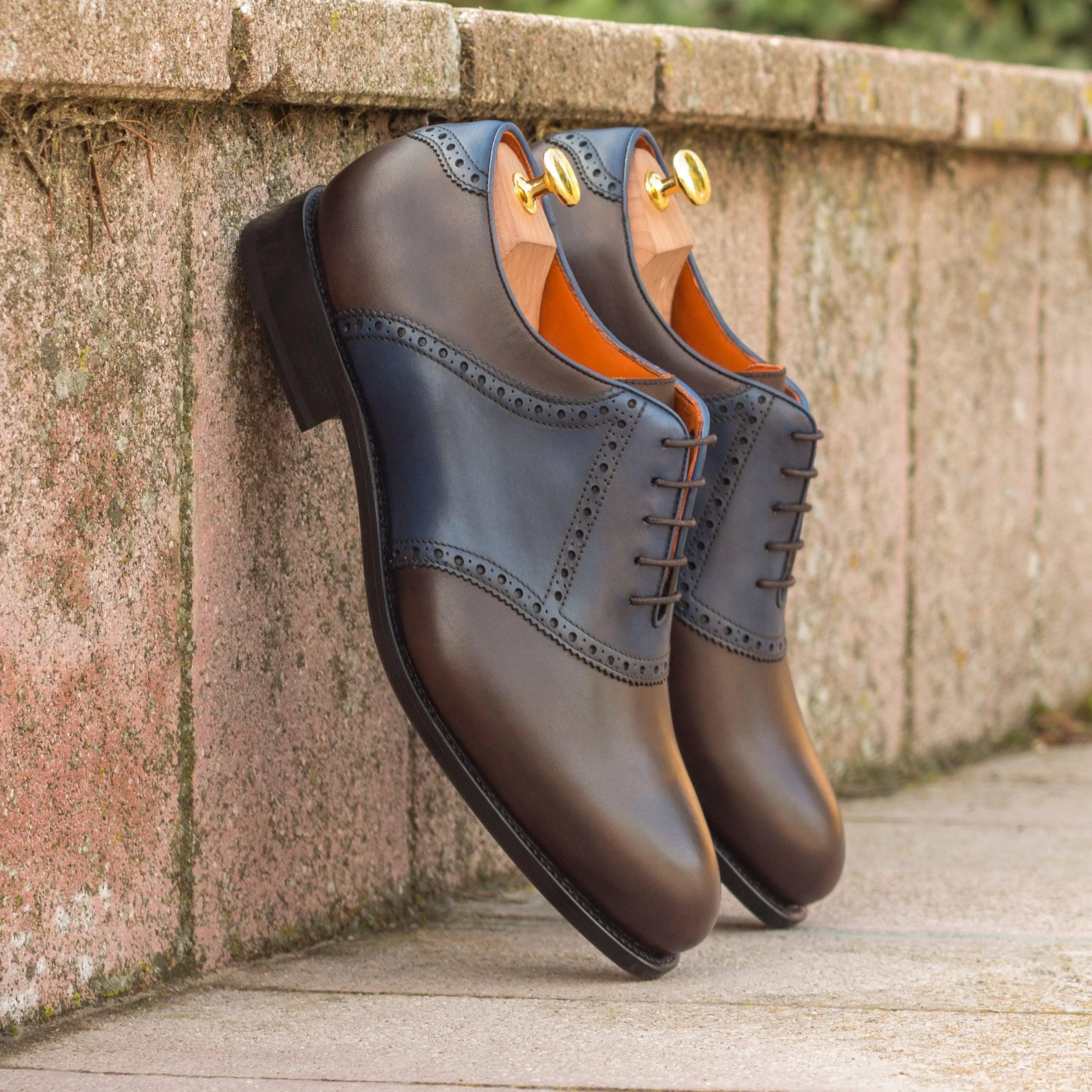 Brown & Navy Leather Saddle Shoes