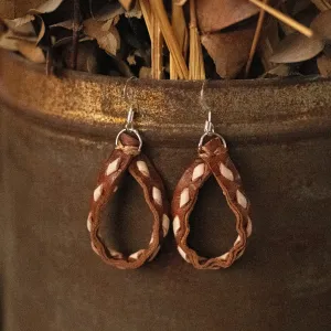 Buckstitch Mini Hoops - Saddle Tan & Ivory