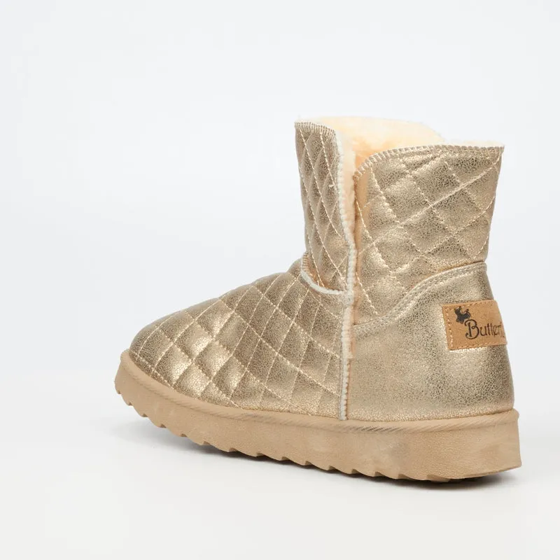 Butterfly Ankle Sleeper Boots - Gold