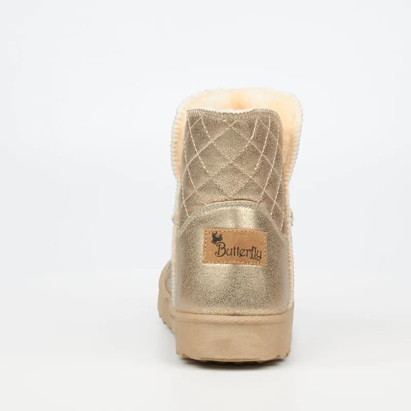 Butterfly Ankle Sleeper Boots - Gold