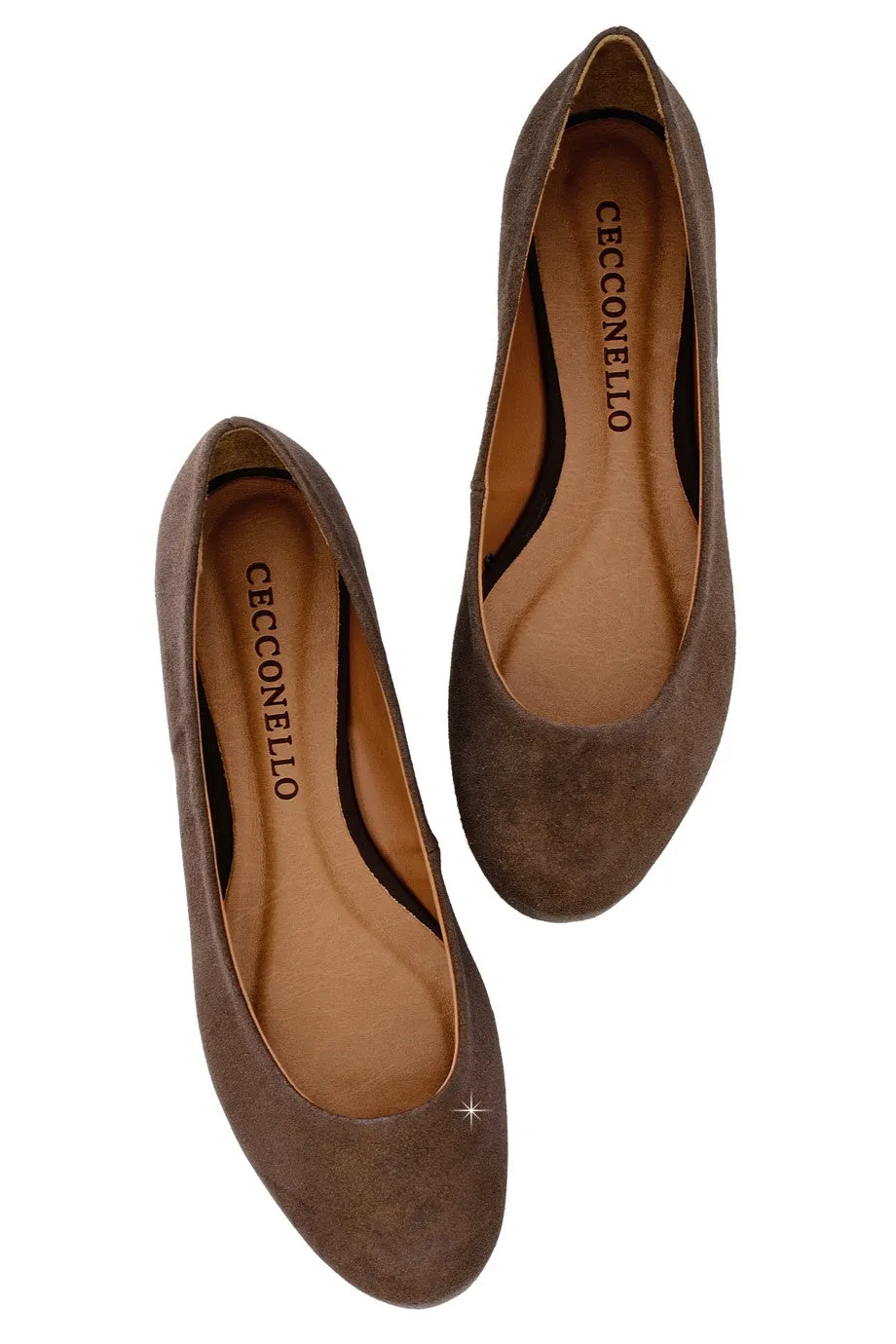CECCONELLO LEELA Brown Suede Ballerinas
