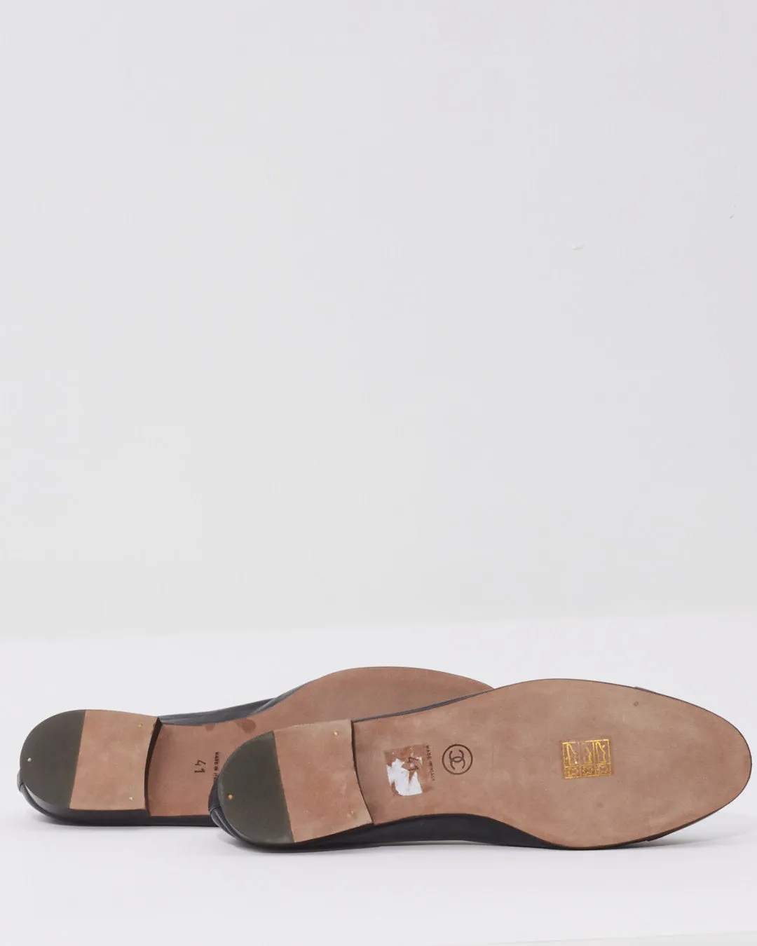 Chanel Black/Burgundy CC Ballerina Flats - 41