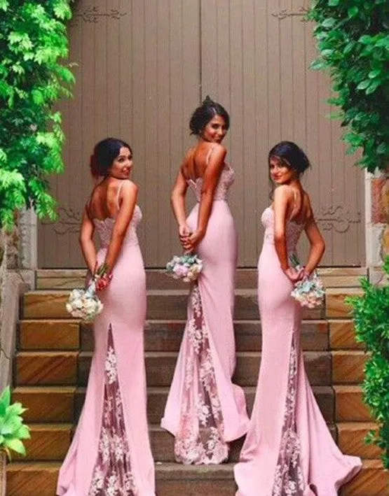 Chiffon Pink Long Bridesmaid Dress