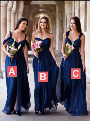 Chiffon V-neck Floor Length Bridesmaid Dresses