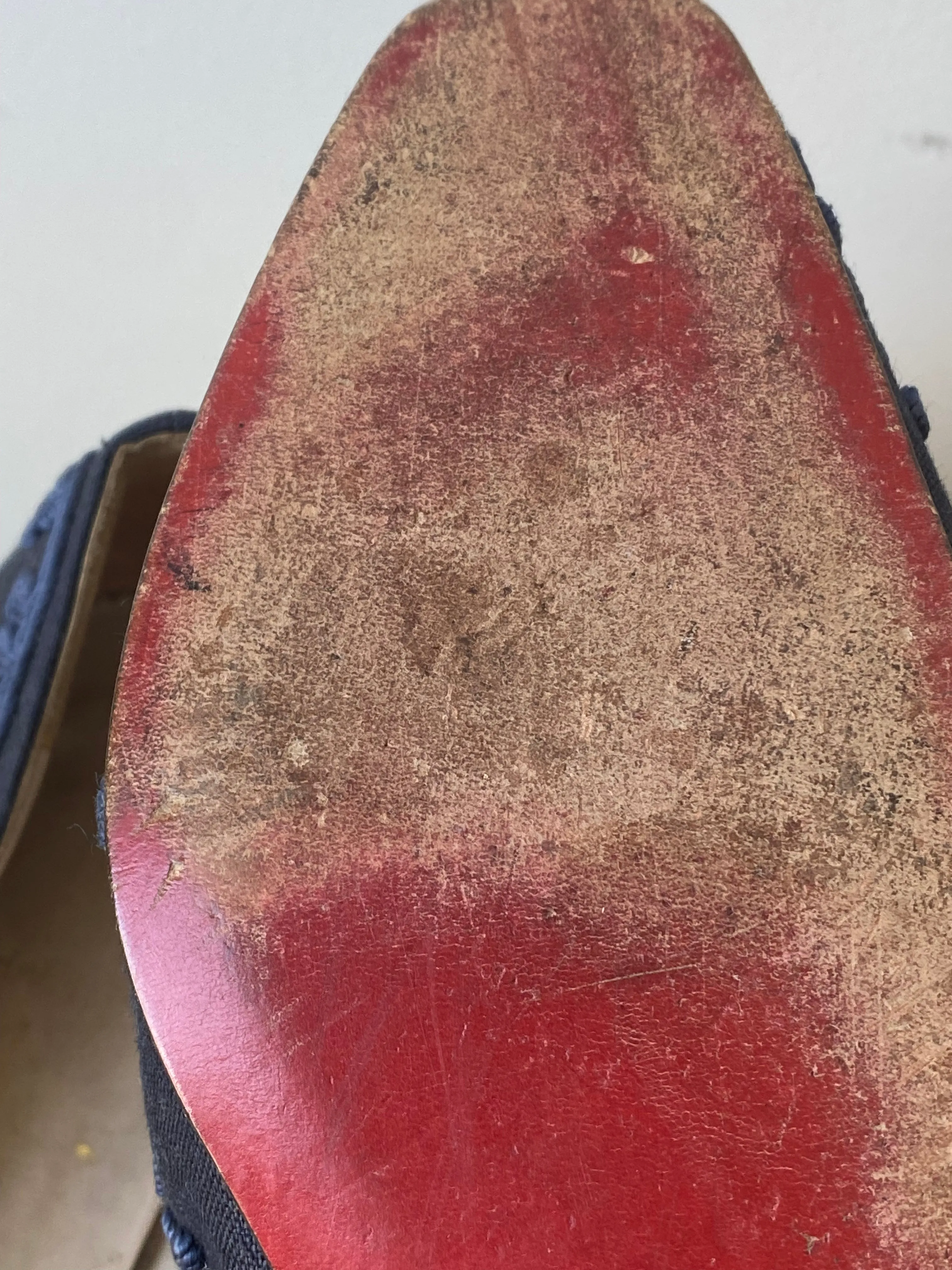 Christian Louboutin Blue Canvas Embroidered Loafers