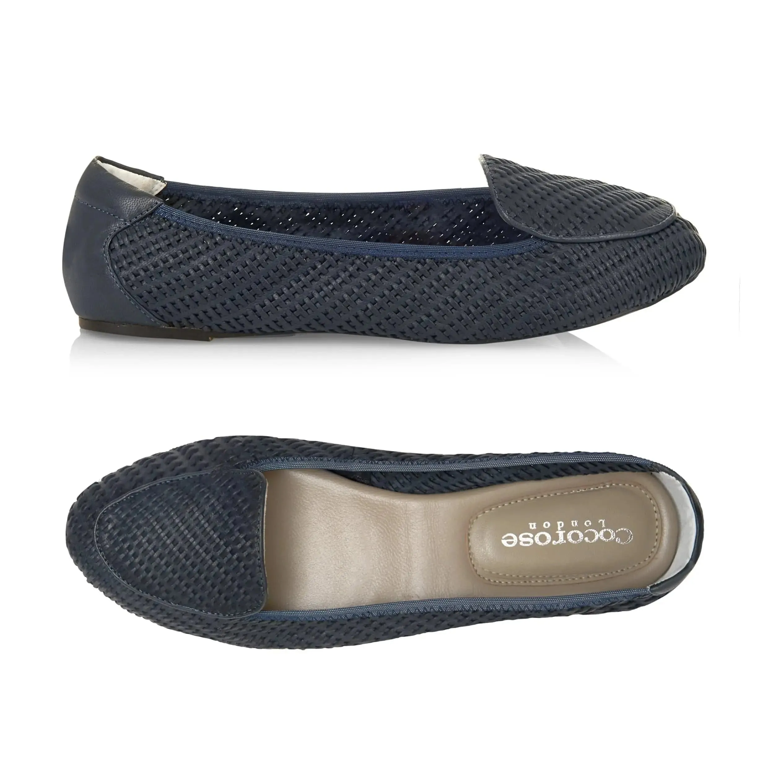 Clapham - Navy Woven Leather Loafers