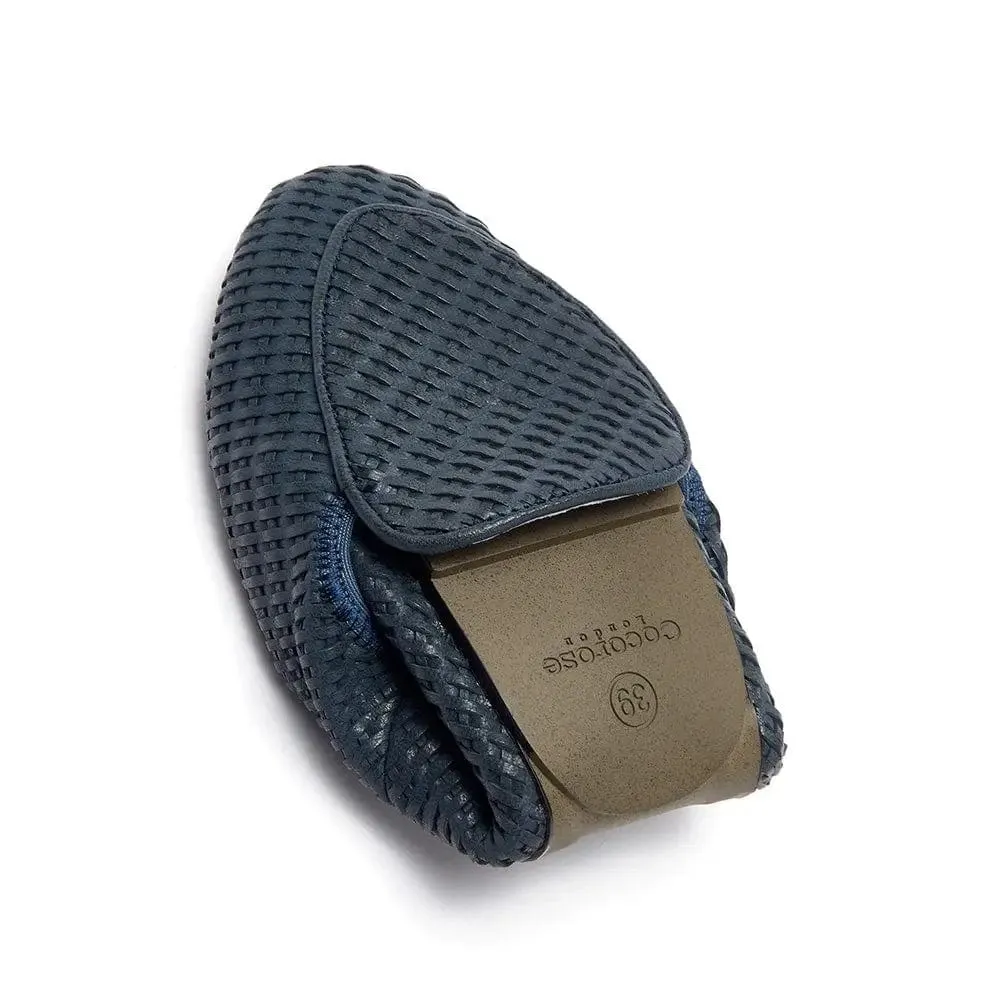 Clapham - Navy Woven Leather Loafers