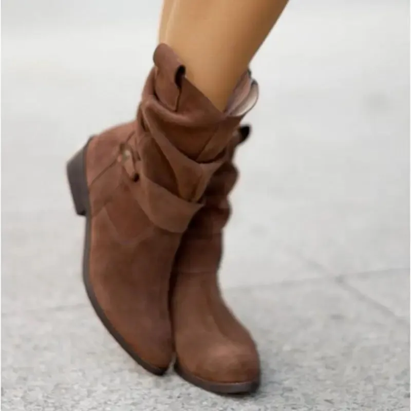 Corino Ankle Boots With Zipper, Low Heel, Premium Leather/Suede, Versatile Winter Footwear