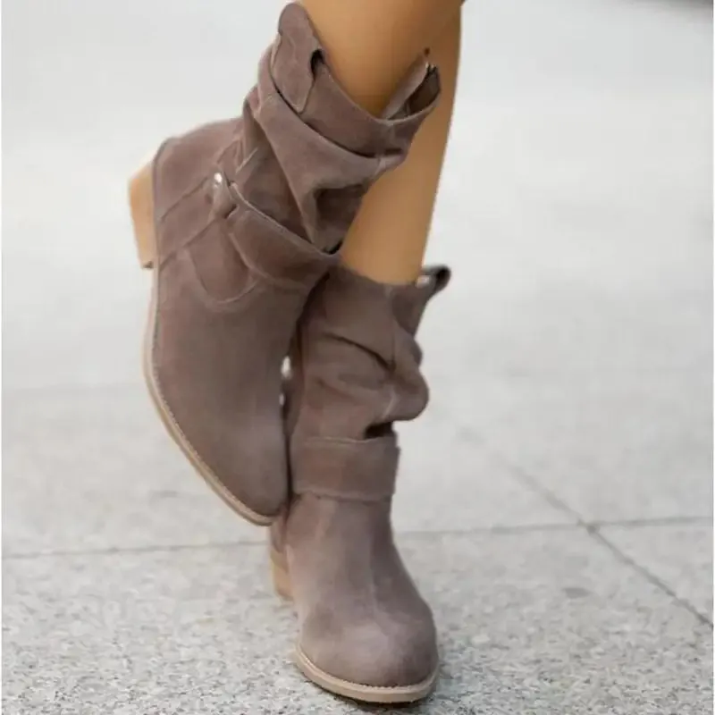 Corino Ankle Boots With Zipper, Low Heel, Premium Leather/Suede, Versatile Winter Footwear