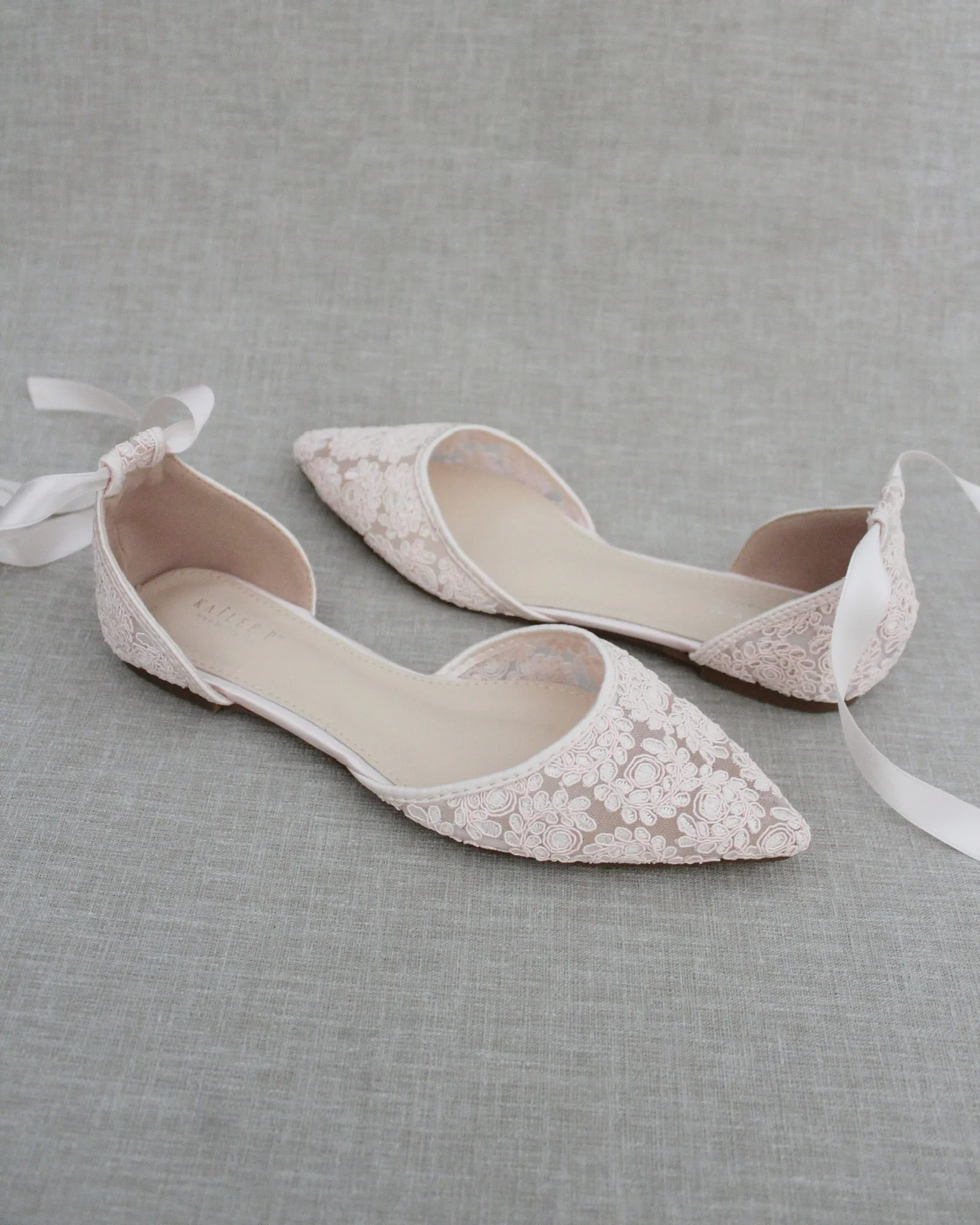 Crochet Lace Pointy Toe with Ankle Tie or Ballerina Lace Up