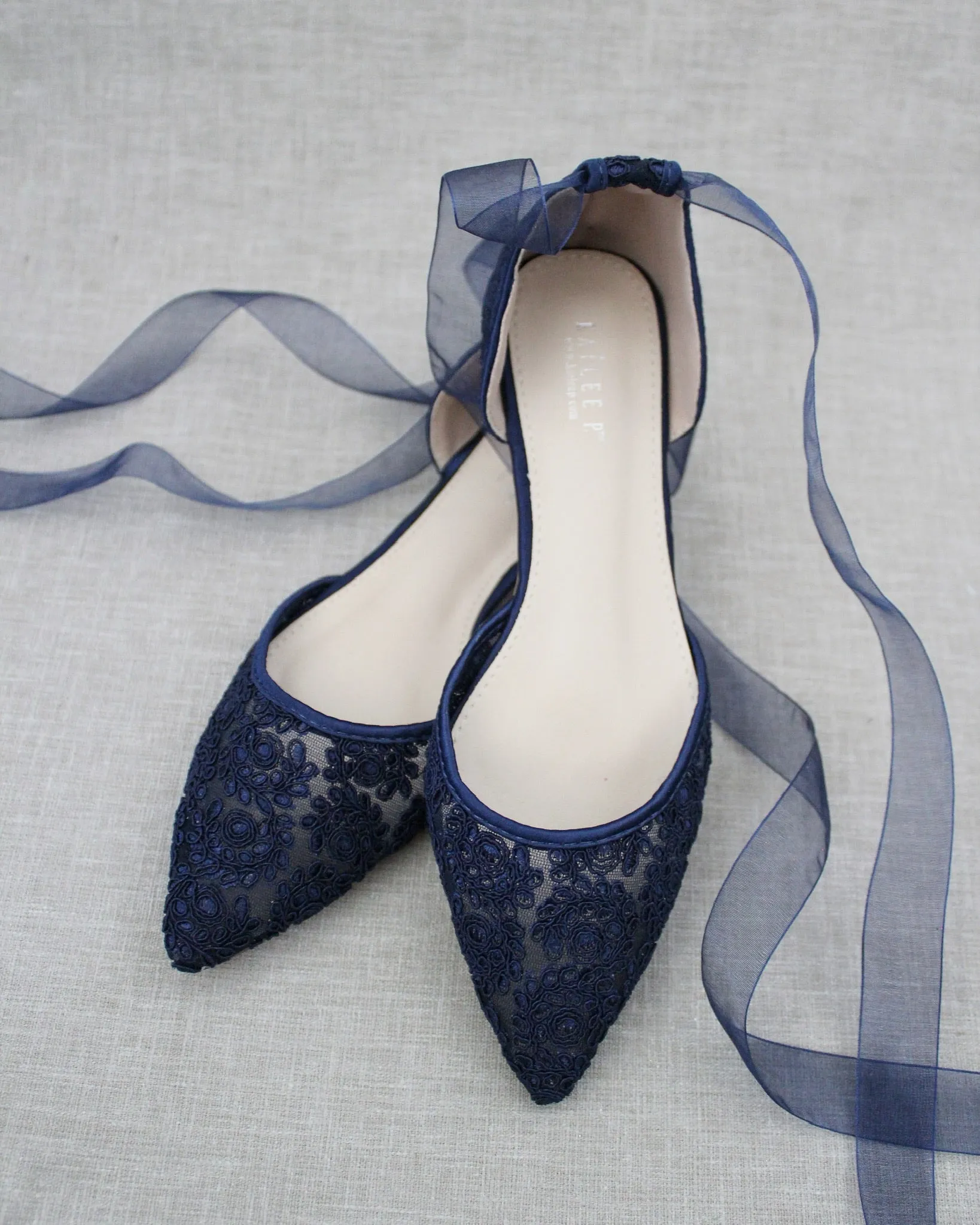 Crochet Lace Pointy Toe with Ankle Tie or Ballerina Lace Up