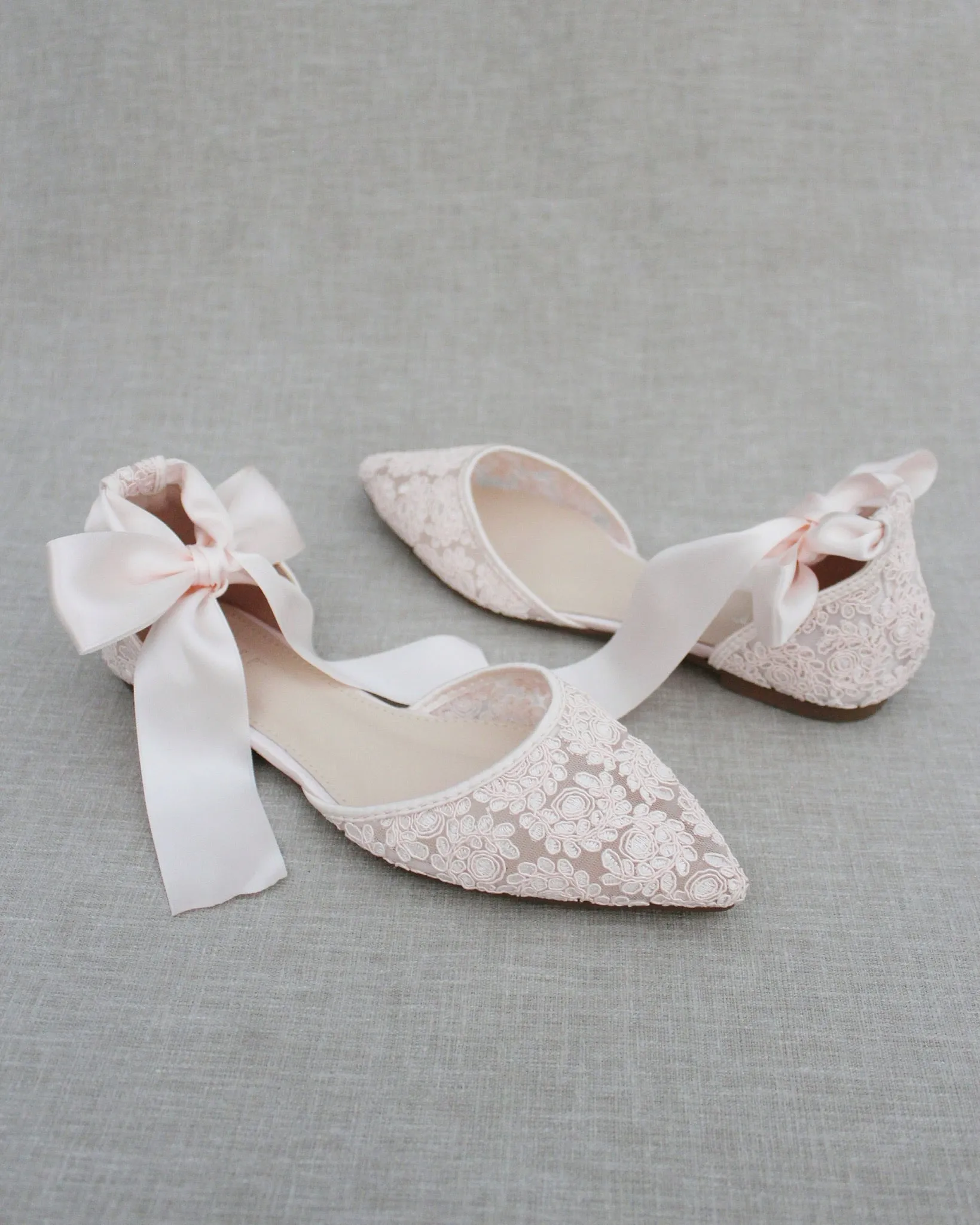 Crochet Lace Pointy Toe with Ankle Tie or Ballerina Lace Up