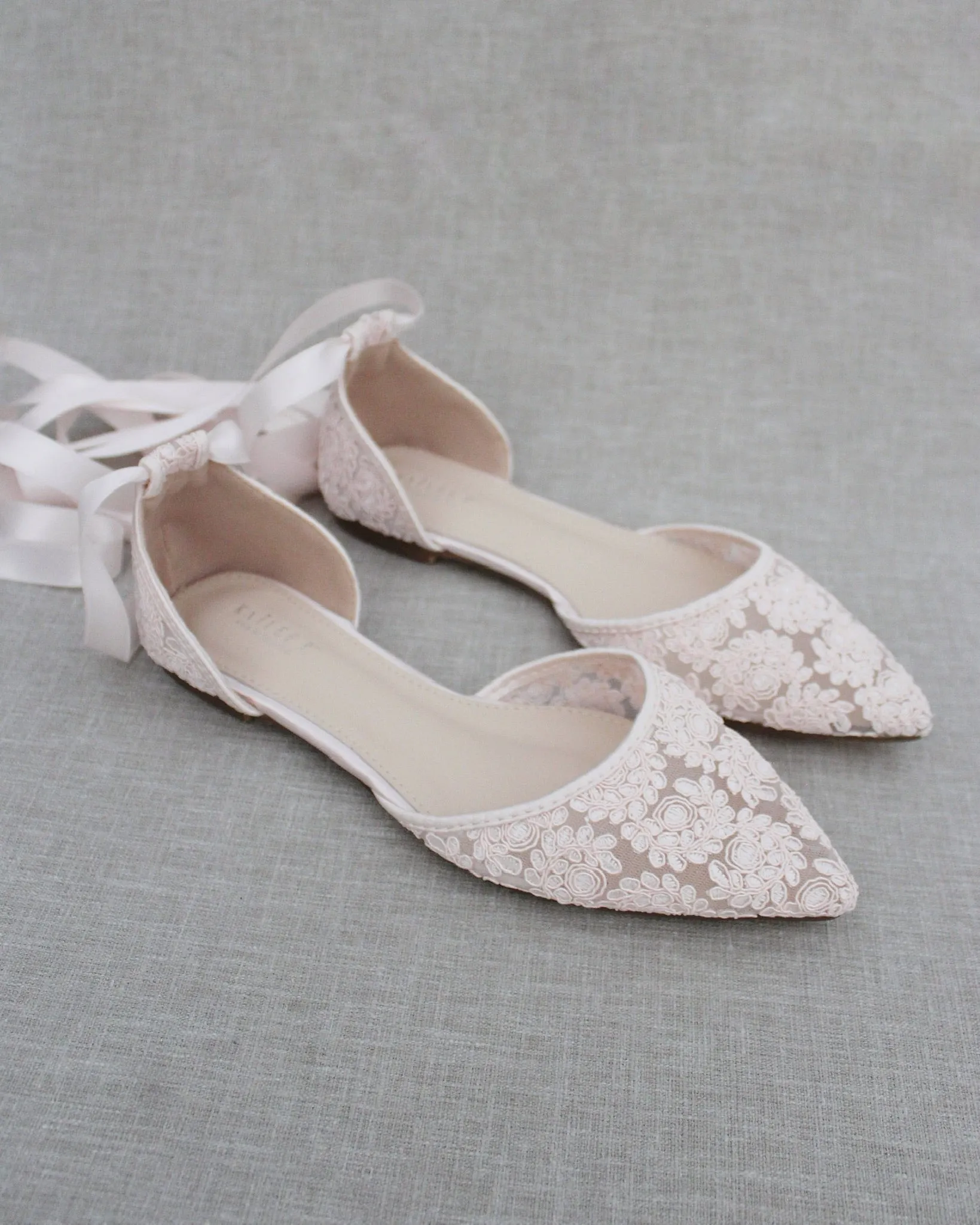 Crochet Lace Pointy Toe with Ankle Tie or Ballerina Lace Up
