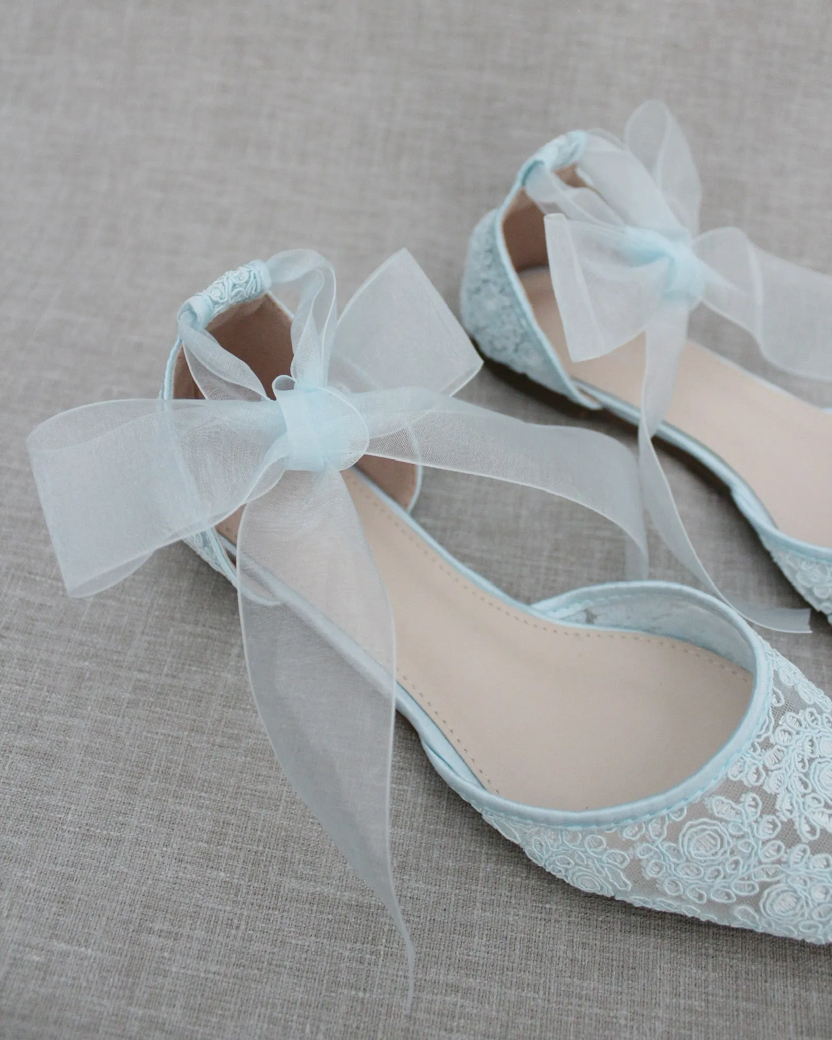 Crochet Lace Pointy Toe with Ankle Tie or Ballerina Lace Up