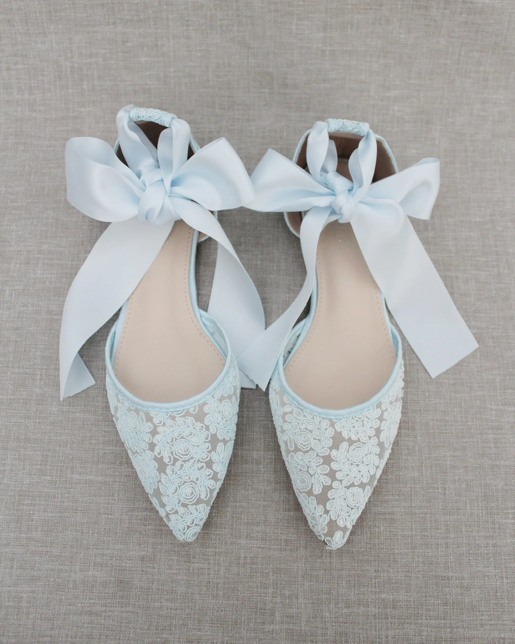 Crochet Lace Pointy Toe with Ankle Tie or Ballerina Lace Up