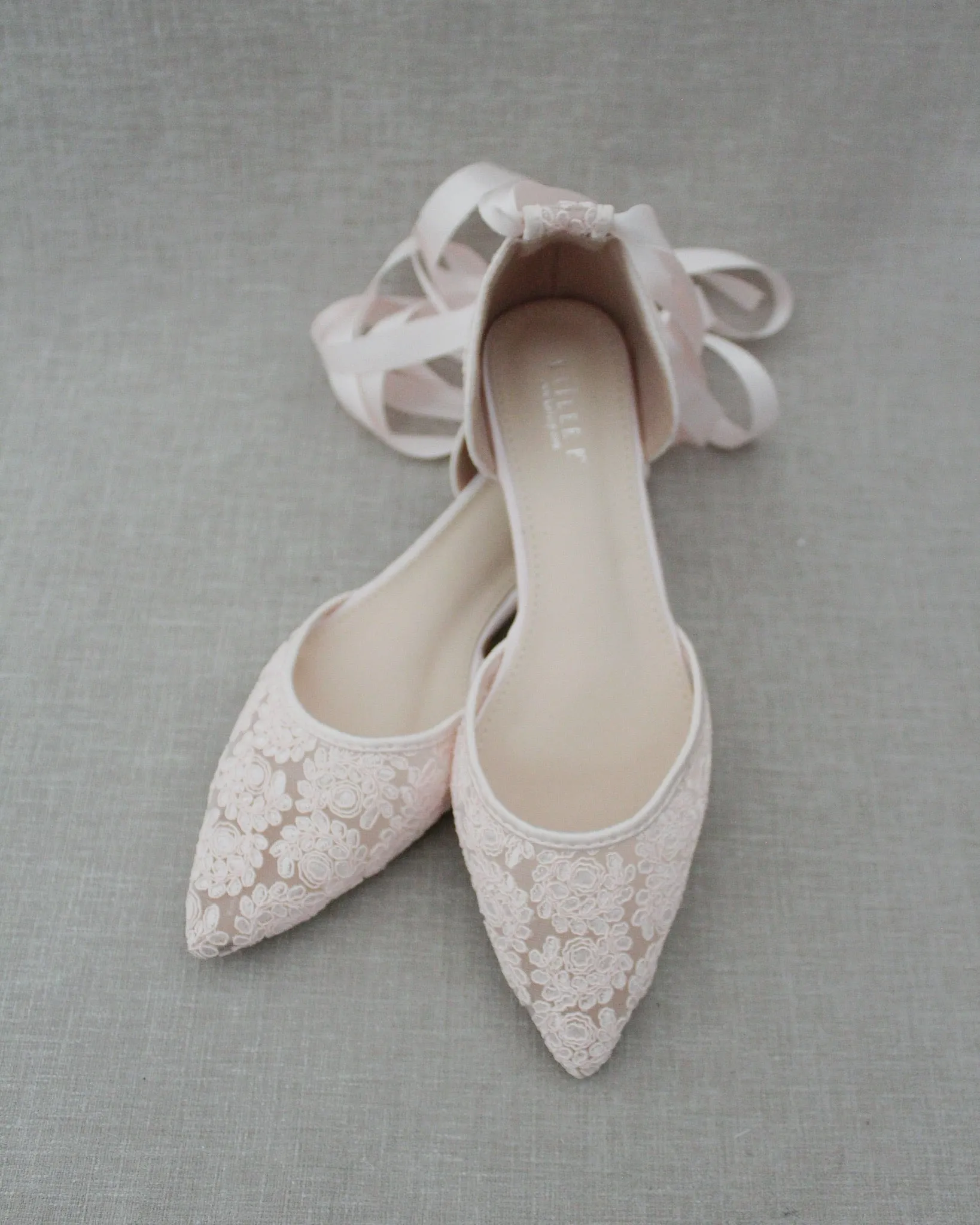 Crochet Lace Pointy Toe with Ankle Tie or Ballerina Lace Up