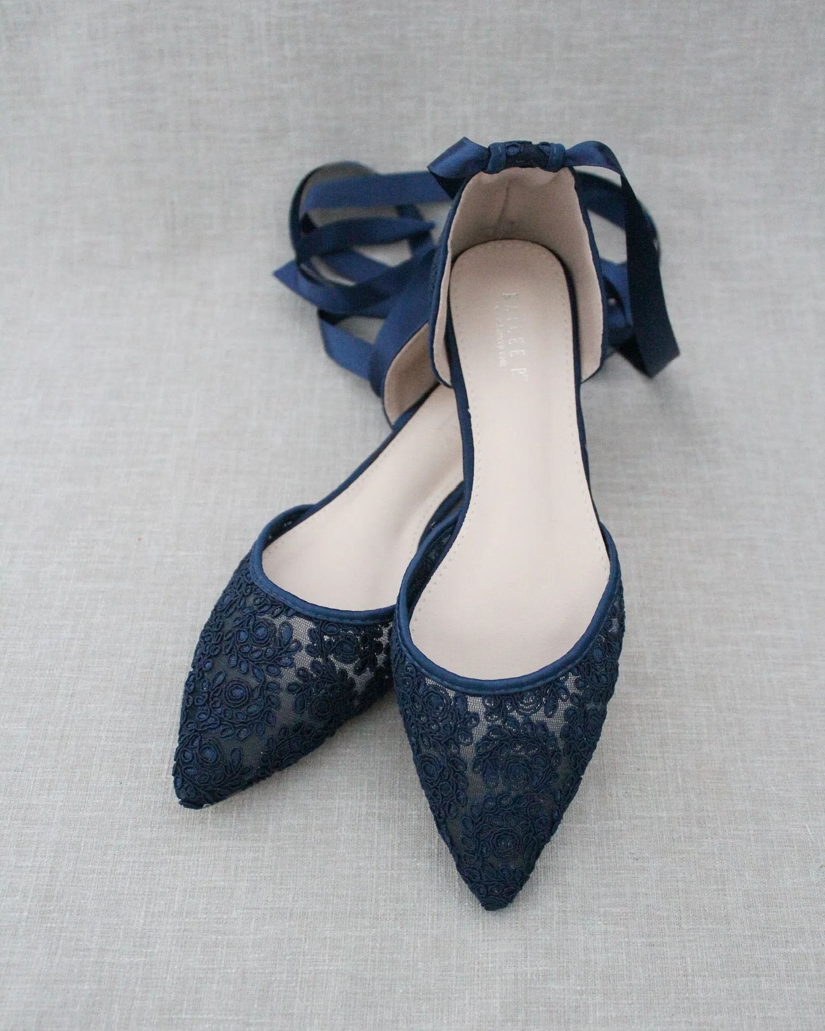 Crochet Lace Pointy Toe with Ankle Tie or Ballerina Lace Up