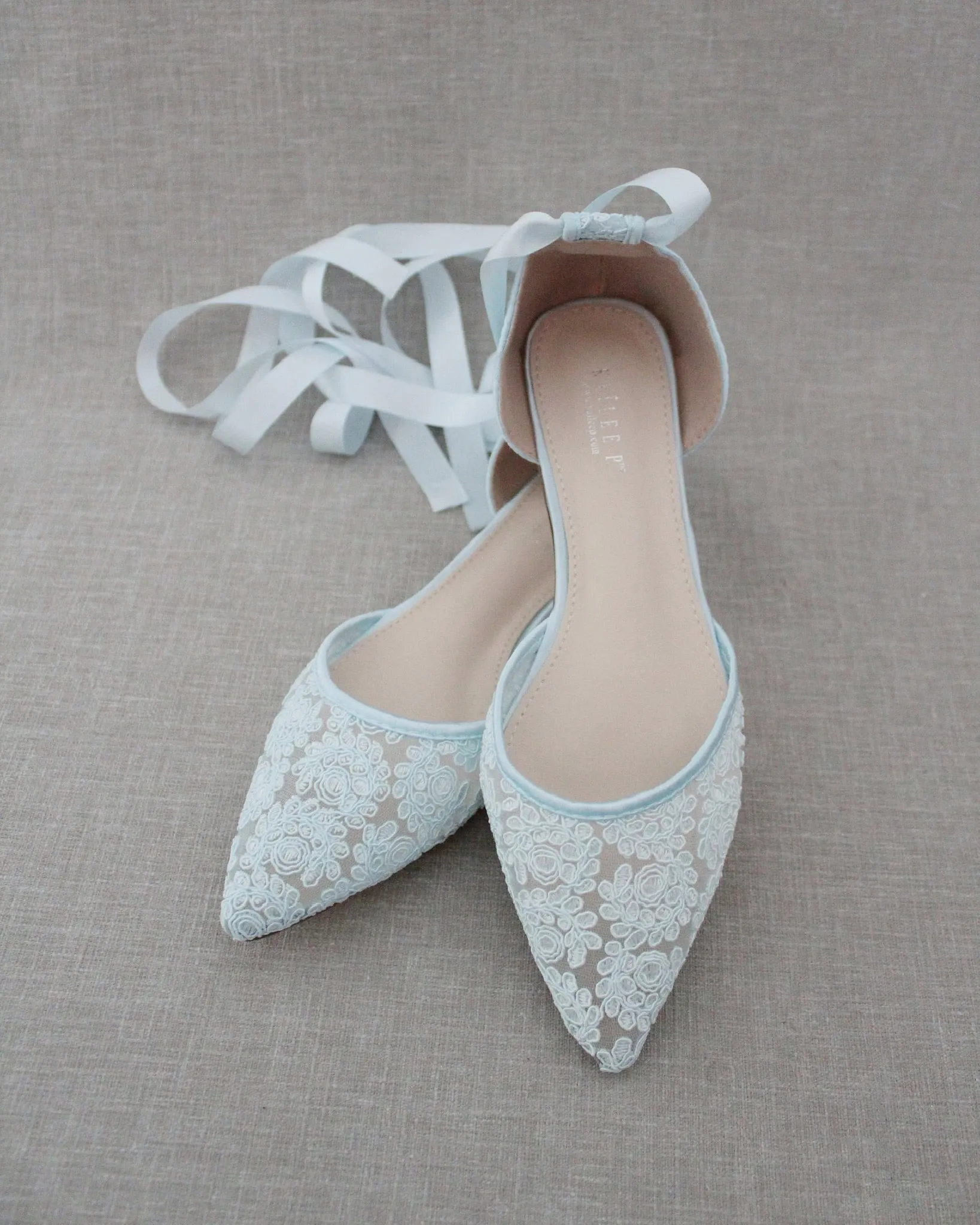 Crochet Lace Pointy Toe with Ankle Tie or Ballerina Lace Up